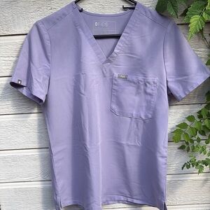 Figs Lavender V-Neck Scrub Top